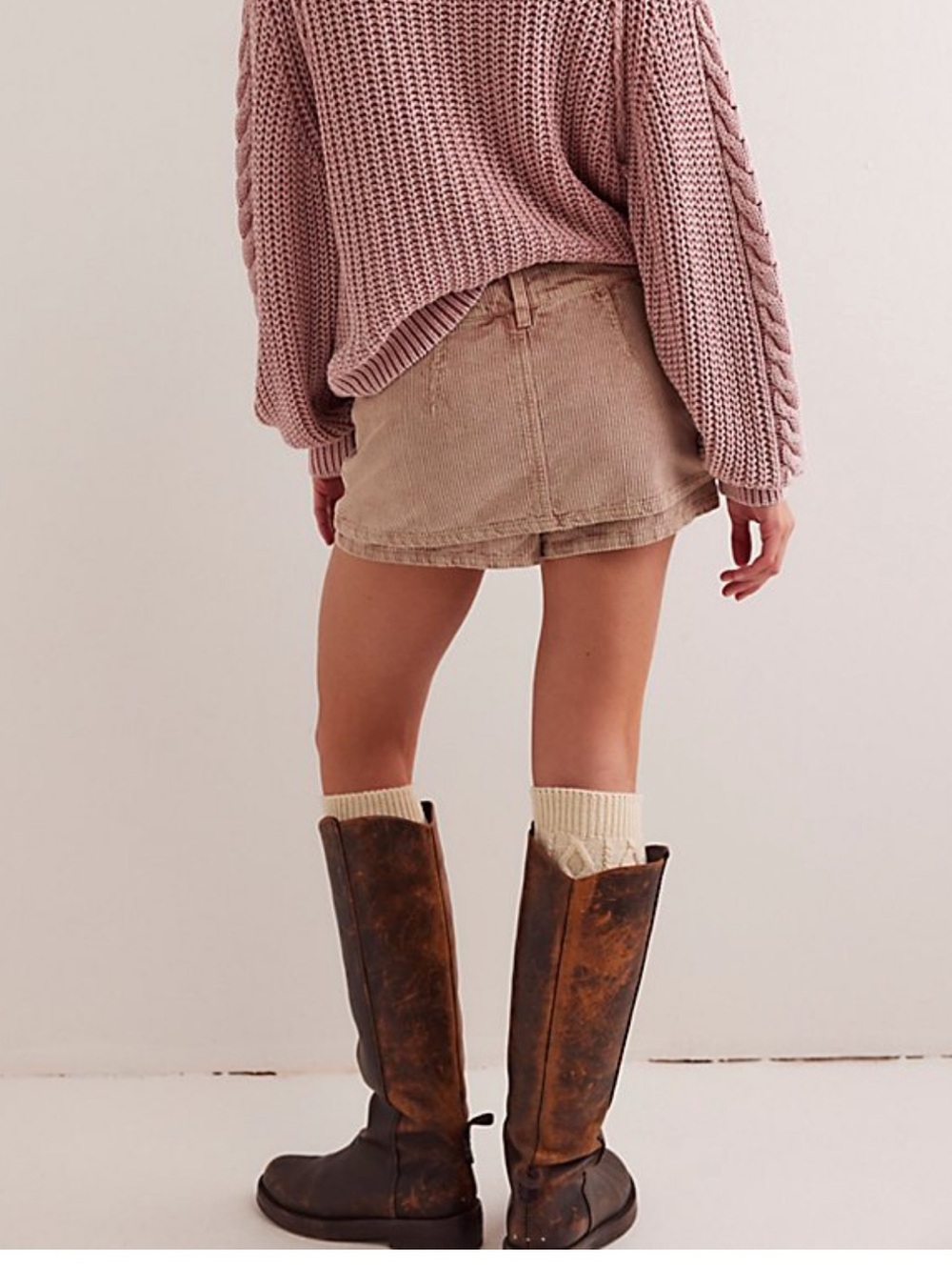Free People We The Free Gallivanting Cord Skort in Beige Dusty Rose - Picture 6 of 7